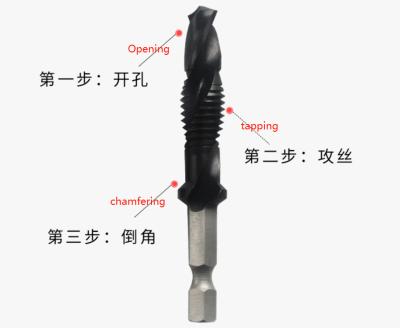 China The operation is easier and efficient. Hex Shank Drill Tapping and Chamfering Integrated Compound Tap en venta