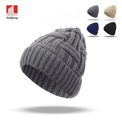 China COMMON Logo Textured Fence Needle Solid Fashion Custom Color Embroidery Beanie Knitted Hat Winter Warm Beanie Knitted Hat for sale