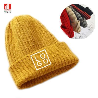 China JOINT Custom Logo Fashion Fitted Knitting Embroidery Winter Baby Beanie Hat Newborn Baby Beanie Hat for sale