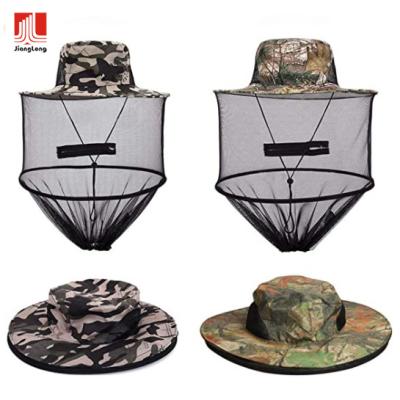 China Sun Protect Sun Hat Bucket Hat With Mesh Net Hat For Outdoor Fishing Hiking Men Women Bucket Mosquito Net Gardening Hat for sale