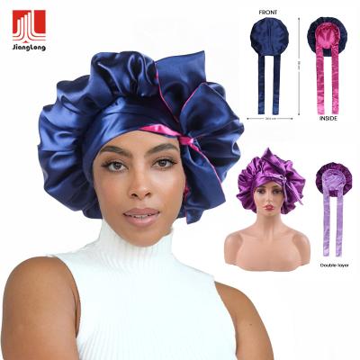 China Amazon Feeling Soft Custom Women's Custom Logo Women's Amazon Feeling Link Sleep Hats Hoods Shiny Satin Silk Long and Shiny Hair Wraps Brim Silk Hoods and Wraps for sale