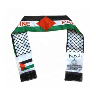 China Soft/Comfortable Customize Satin Polyester Football Club Fan Double Side Printed Custom Palestine Flag Scarf for sale