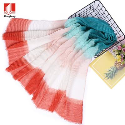 China 2022 Fashion Feeling Fashion Ombre Pleat Print Polyester Soft Smooth Malaysia Scarf Muslim Turkish Chiffon Scarf For Women Hijab for sale