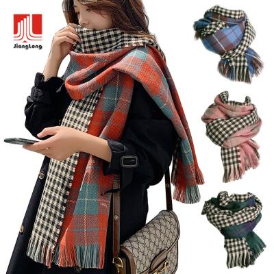 China Hot Selling Women's Fashion Winter Face Plaid Scarves Soft Soft Double and Houndstooth Designer Scarves for sale