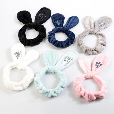 China Face Wash Hot Selling Adjustable Facial Spa Coral Fleece Hair Band Bunny Ears Makeup Headband Headband For Girls Headband for sale