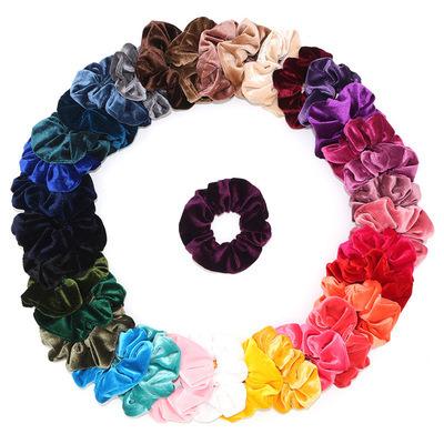 China Hot Selling Soft/Comfortable Solid Color Women Ponytail Holder Elastic Hair Ties Shape Velvet Custom Scrunchies For Girls for sale