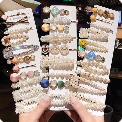 China Fashion/Daily Wear Geometric Korean Designer Girl Hair Pin/Acrylic Resin Glitter Pearl Hairpins Bobby Pins Hair Clips Sets Women Decoration Fashion for sale