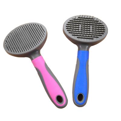 China Viable Factory Hot Selling Dog Brush For Shedding Dog Hair Brush Pet Grooming Comb With Self Cleaning Bottom for sale