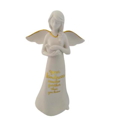 China Table Decoration Good Quality Cost Effective Angel Holding Dove Decorative Figurine White From Europe Pretty for sale