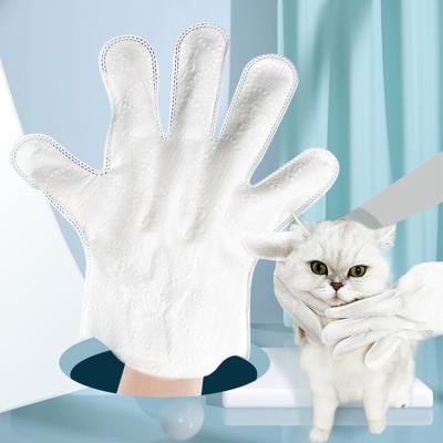 China New Sustainable Stylish Dog Cat Free Spa Bath Touch Grooming Artifact Wipes Disposable Dry Gloves Wet Paper Pet Gloves Cleaning Supplies for sale