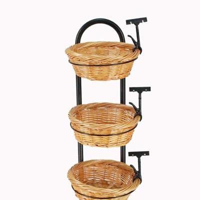 China Customized New Design Metal Bakery Wicker Basket Rack Bread Display Rack for sale