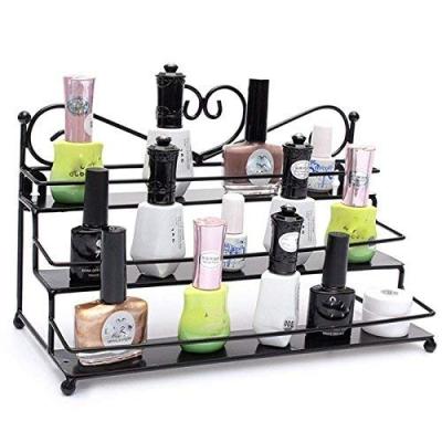 China Iron Custom 3 Tier Metal Wire Storage Nail Polish Display Rack For Shop for sale