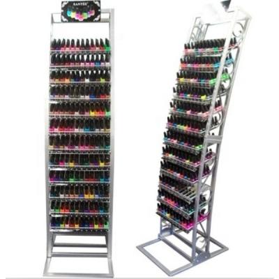 China Space Saving And High Load Floor Standing Customized Metal Display Shelves Nail Polish Rack For Shop for sale