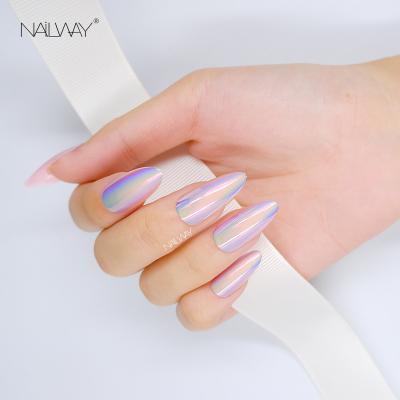 China Easy Apply Hot 24pcs/Set Holographic Finger Nail Styli Almond Pointed False Nails Full Cover Manicure Tips for sale