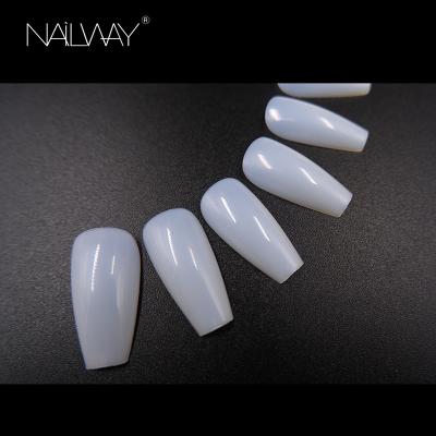 China Easy Apply 500 Pcs/Bag Long Natural Color False Coffin Nails Full Coverage Gel Salon Manicure Nail Tips for sale