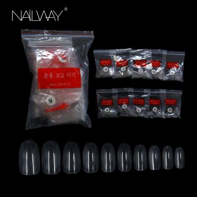 China Easy Apply 10Sizes 500 Pcs Oval Transparent Artificial Salon Nails Full Coverage Clear Press On Gel Nail Tips for sale