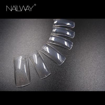 China Easy Apply 500 Pcs Salon Use Artificial Nail Half Cover Square Nail Tips Transparent False Press On Nails for sale