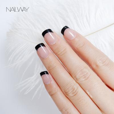 China Easy Apply High Quality Decorated Nails With Rose French Fake Nail Custom Acrylic Nails for sale