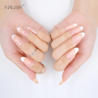 China Easy Apply 24 Pcs Designs Press On French Nails Wholesale Low Moq Artificial Nails New for sale