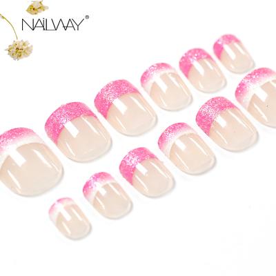 China Easy Apply.popular artificial nails for kids nails press on french nail designs glitter press on nails with box packing for sale