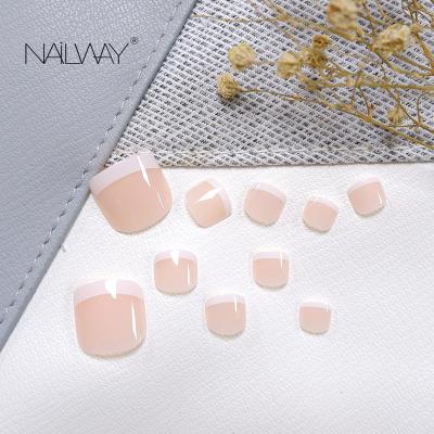 China Easy Apply High Quality Professional Classic Artificial Toe Nails Pink Nude Acrylic Tip French Press On Nails for sale