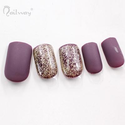 China Easy Apply Nailway 24pcs Press On Color Matte Pure Glitter Artificial Nails for sale