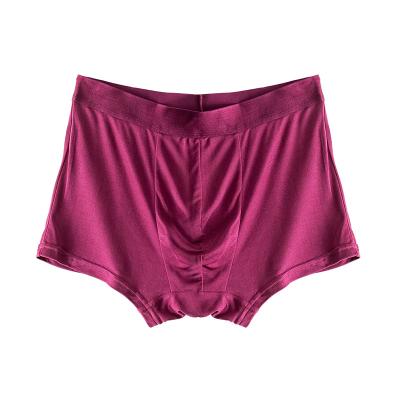 China Comfortable Breathable 100% Silk Boxers Sensation Underwear Men Wine Red Bare Seamless Pure Silk Underwear Boxer Briefs for sale