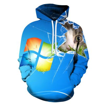 China Yong Plus Size Men Women 3d Screen Cat Printing Hoodies Kids 3D Cat Print Hoodies Unisex Baseball Shirt for sale