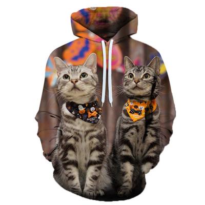 China Plus size Yong men bow tie cat 3d printing hoodies kids 3D cat print hoodies unisex baseball shirt for sale