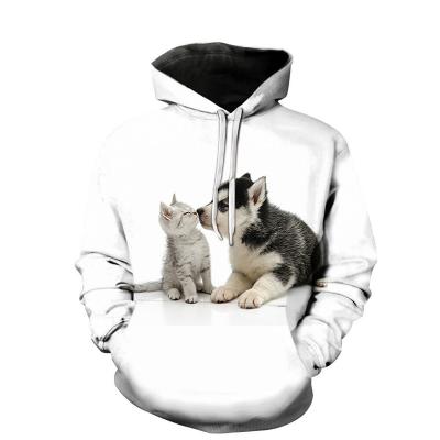 China Plus Size Yong Men Kissing Cat 3d Printing Hoodies Kids 3D Cat Print Hoodies Unisex Baseball Shirt for sale