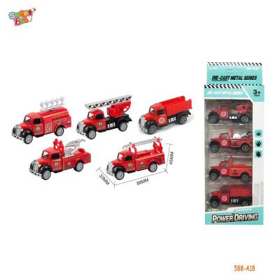 China Diecast Diecast Fire Fighting Car Toys Alloy Car Pull Back Metal Truck Toy For Gifts for sale