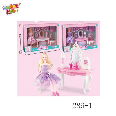 China Make up set 289-1 beautiful comb fitting table with 11 joint doll toy for sale