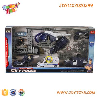 China City Police Toys Set Hot Selling City Police Toys Set Toy For Kids With Pull Back Police Car And Helicopter for sale