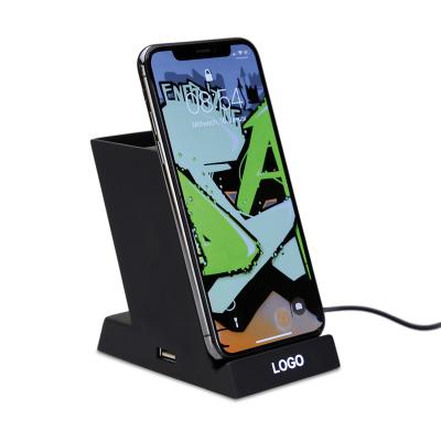 China Office Must-Have Wireless Charger Promotional Gift LED Logo Wireless Charger With Pen Phone holder for sale