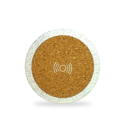 China Creative Products 2022 Wheat Straw Wireless Charger Cork Eco Friendly Wireless Charging Pad for sale