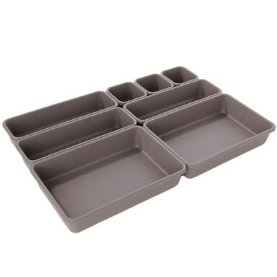 China Stocked 8 Pcs Drawer Organizers Trays Set For Office Bathroom Dresser Dividers Locking Storage Bins Pack for sale