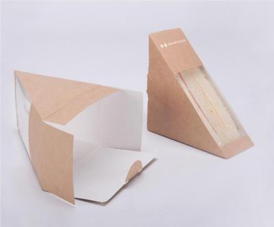 China Disposable Flounder Box Brown Kraft Paper Sandwich Disposable Packaging Box , Sandwich Pack for sale