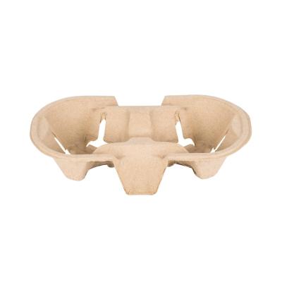 China Biodegradable Biodegradable 2 Cups and 4 Cups Disposable Coffee Carrier Holder Tray Portable Takeout Coffee Paper Cup Carrier for sale