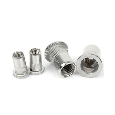 China Customized Flat Head Size Stainless Steel Aluminum Flat Head Round Body Plain Rivet Nut for sale