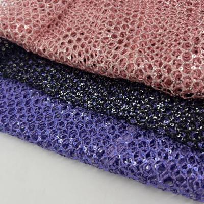 China Customization Sequin Mesh  Embroidery Fabric 100% Polyester  For Party Dresses for sale