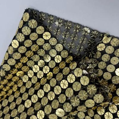 China Sequins Embroidery Fabric 100% P Gold Color For Decorate Men Sequin Shirt for sale