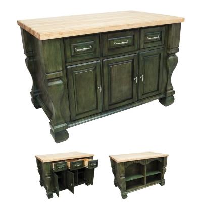 China Antique High Quality Modern Home Use Solid Wood Kitchen Island for sale