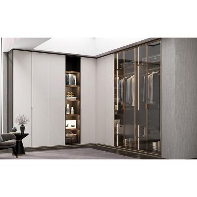 China 2022 new arrival modern minimalist style glass door wardrobe wardrobe with huge storage for sale