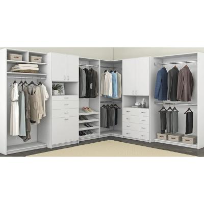 China Modern High Quality L Shape MDF Wardrobe White Wooden Bedroom Modular Cabinet Cabinet for sale