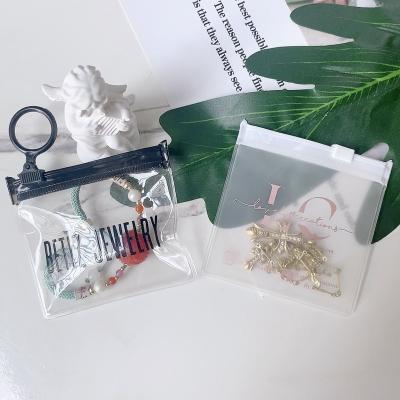 China Custom Plastic Zipper Moisture Proof Bag With Logo Clear Frosted Jewelry Pocket Small Dust Bags Packaging Bags For Earring PVC Ziplock Pouch for sale