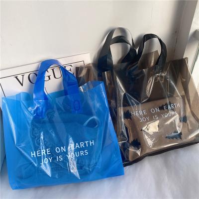 China BIODEGRADABLE Transparent Waterproof Packaging Logo Shopping Handle Bag Gift Color Printed Clothes Plastic Bag Custom for sale