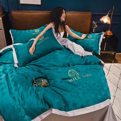 China Wholesale Nondisposable Bedding Sales 100% Cotton 60S Sateen Jacquardcotton 4 Piece Set 4 Piece Washed Silk Set for sale