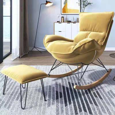 China High Quality Yellow Home Tufted Button Tufted Lazy Chair Set Rocking Modern Leather Furniture Set Sofa Living Room Chairs for sale