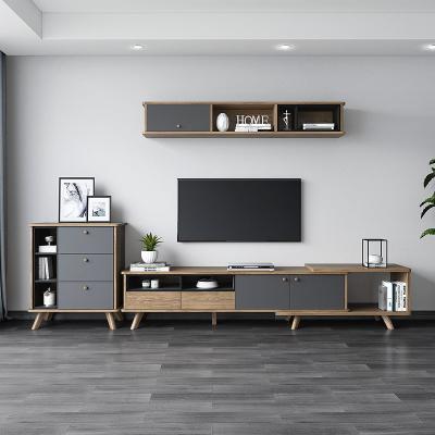 China Modern Cheap MDF Living Room Wooden TV Table Top Rack Luxury Wooden Living Room Furniture Cabinet Set Modern TV Stands for sale