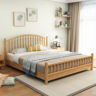 China Modern Extendable Hotel Bedroom King Bed Wood Furniture Twin Wooden Bed for sale